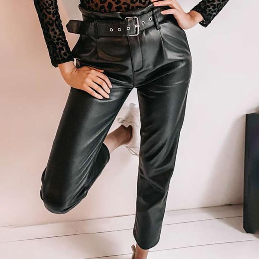 Sale! Black Faux Leather Pants